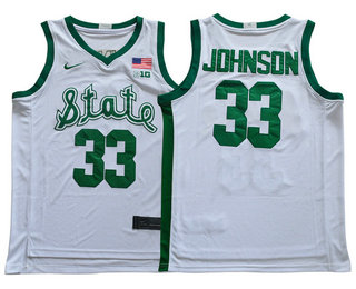 Men's Michigan State Spartans #33 Magic Johnson White 2020 College Basketball Swingman Stitched Jersey