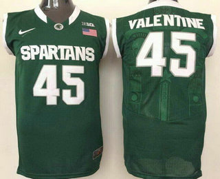 Men's Michigan State Spartans #45 Denzel Valentine Green College Basketball Nike Jersey