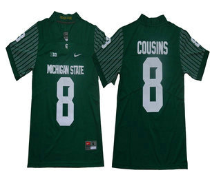 Men's Michigan State Spartans #8 Kirk Cousins Vapor Limited Green College Football Stitched NCAA Jersey