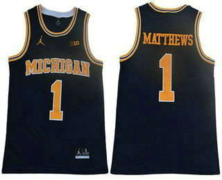 Men's Michigan Wolverines #1 Charles Matthews Navy Blue Jordan Brand Limited Stitched NCAA Jersey