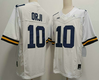 Men's Michigan Wolverines #10 Alex Orji White 2023 FUSE Vapor Stitched Jersey