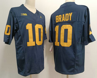 Men's Michigan Wolverines #10 Tom Brady Navy FUSE College Football Jersey