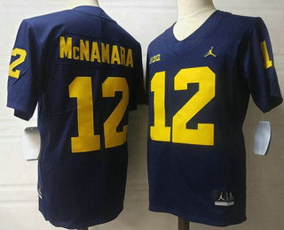 Men's Michigan Wolverines #12 Cade McNamara Navy College Football Jersey