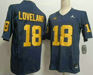 Men's Michigan Wolverines #18 Colston Loveland Navy Blue 2023 FUSE Vapor Stitched Jersey