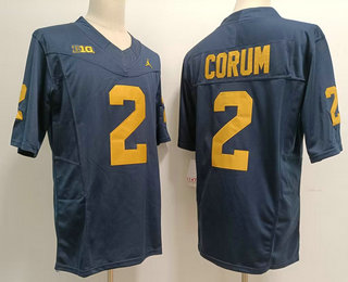 Men's Michigan Wolverines #2 Blake Corum Navy FUSE College Football Jersey