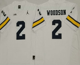 Men's Michigan Wolverines #2 Charles Woodson White FUSE College Stitched Jersey