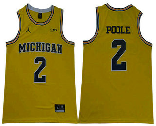 Men's Michigan Wolverines #2 Jordan Poole Yellow Jordan Brand Limited Stitched NCAA Jersey