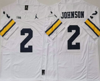 Men's Michigan Wolverines #2 Will Johnson White FUSE College Stitched Jersey