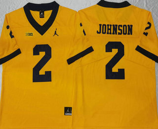 Men's Michigan Wolverines #2 Will Johnson Yellow Vapor College Stitched Jersey