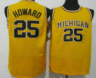 Men's Michigan Wolverines #25 Desmond Howard Yellow College Basketball Swingman Stitched NCAA Jersey