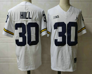 Men's Michigan Wolverines #30 Daxton Hill White 2018 College Football Stitched Brand Jordan NCAA Jersey