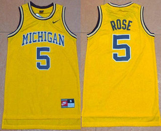 Men's Michigan Wolverines #5 Jalen Rose Yellow College Basketball Nike Swingman Jersey