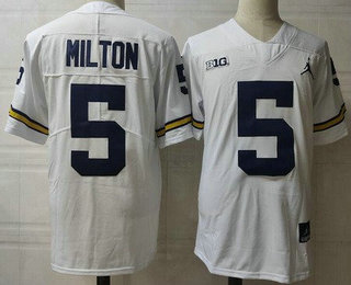 Men's Michigan Wolverines #5 Joe MIlton White College Football Jersey