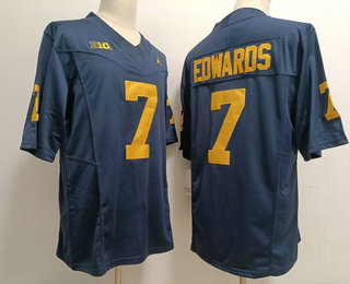 Men's Michigan Wolverines #7 Donovan Edwards Navy FUSE College Football Jersey