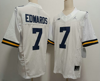 Men's Michigan Wolverines #7 Donovan Edwards White FUSE College Stitched Jersey