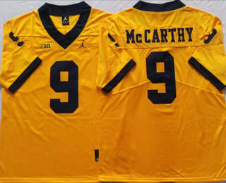 Men's Michigan Wolverines #9 JJ Mccarthy Yellow Jordan 2022 Vapor Untouchable Stitched Nike Jersey