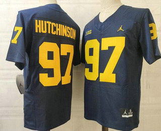 Men's Michigan Wolverines #97 Aidan Hutchinson Navy College Football Jersey