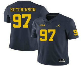 Men's Michigan Wolverines #97 Aidan Hutchinson Navy College Football Jersey