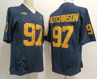 Men's Michigan Wolverines #97 Aidan Hutchinson Navy FUSE College Football Jersey