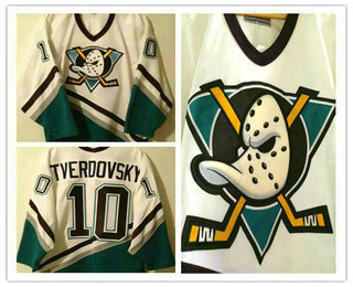 Men's Mighty Ducks Of Anaheim #10 OLEG TVERDOVSKY VINTAGE NHL HOCKEY JERSEY