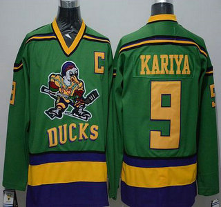 Men's Mighty Ducks of Anaheim #9 Paul Kariya 1991-92 Green CCM Vintage Throwback Jersey