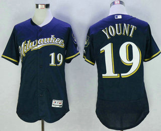 Men's Milwaukee Brewers #19 Robin Yount Navy Blue 2016 Flexbase Majestic Baseball Jersey