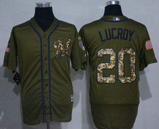 Men's Milwaukee Brewers #20 Jonathan Lucroy Green Salute to Service Cool Base Stitched Baseball Jersey