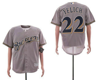 Men's Milwaukee Brewers #22 Christian Yelich Gray Road Stitched MLB Cool Base Jersey