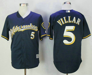 Men's Milwaukee Brewers #5 Jonathan Villar Navy Blue Stitched MLB 2016 Majestic Flex Base Jersey