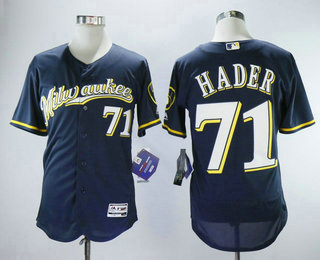 Men's Milwaukee Brewers #71 Josh Hader Navy Blue Brewers Stitched MLB Flex Base Jersey