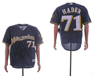 Men's Milwaukee Brewers #71 Josh Hader Navy Blue Milwaukee Stitched MLB Cool Base Jersey