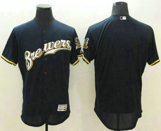 Men's Milwaukee Brewers Blank Navy Blue Flexbase 2016 MLB Player Jersey