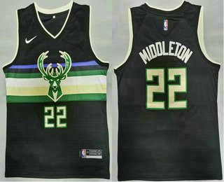 Men's Milwaukee Bucks #20 Khris Middleton Black 2021 Nike Swingman Stitched Jersey