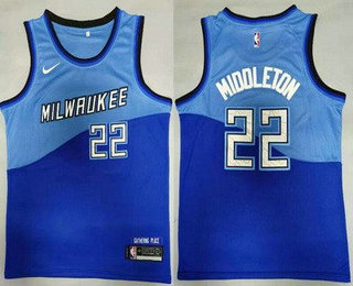 Men's Milwaukee Bucks #20 Khris Middleton Blue 2021 Nike City Edition Swingman Jersey