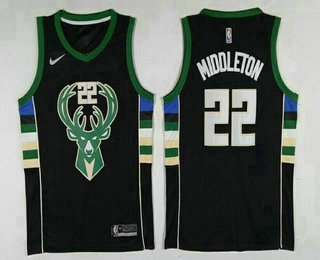 Men's Milwaukee Bucks #22 Khris Middleton Black Nike Swingman NBA Jersey