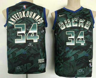 Men's Milwaukee Bucks #34 Giannis Antetokounmpo Green MVP Swingman Jersey