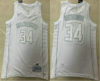 Men's Milwaukee Bucks #34 Giannis Antetokounmpo White 2020 MVP Nike Swingman Stitched NBA Jersey