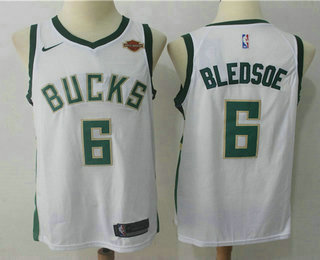 Men's Milwaukee Bucks #6 Eric Bledsoe White 2017-2018 Nike Swingman Harley Davidson Stitched NBA Jersey