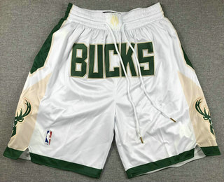 Men's Milwaukee Bucks White 2023 Just Don Shorts