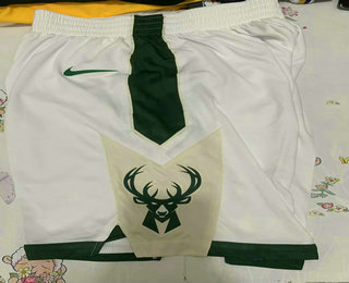 Men's Milwaukee Bucks White Stitched NBA Nike Swingman Shorts