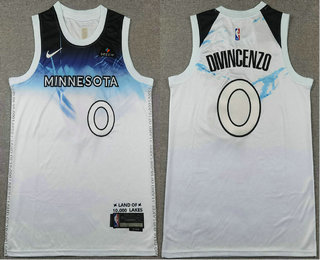 Men's Minnesota Timberwolves #0 Donte DiVincenzo White 2024 City Edition Swingman Sponsor Stitched Jersey