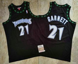 Men's Minnesota Timberwolves #21 Kevin Garnett 1997-98 Black Hardwood Classics Soul AU Throwback Jersey