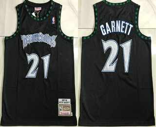 Men's Minnesota Timberwolves #21 Kevin Garnett 2003-04 Black Hardwood Classics Soul AU Throwback Jersey