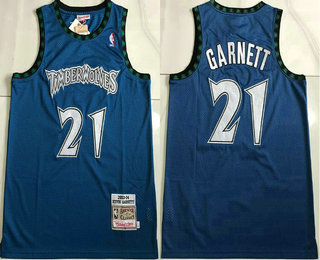 Men's Minnesota Timberwolves #21 Kevin Garnett 2003-04 Blue Hardwood Classics Soul AU Throwback Jersey