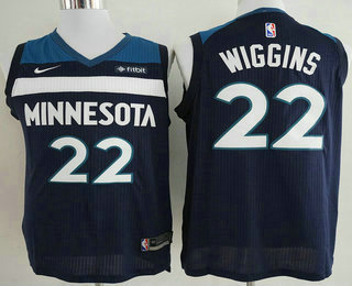 Men's Minnesota Timberwolves #22 Andrew Wiggins New Navy Blue 2017-2018 Nike Authentic Fitbit Stitched NBA Jersey