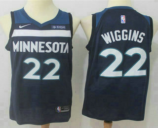 Men's Minnesota Timberwolves #22 Andrew Wiggins New Navy Blue 2017-2018 Nike Swingman Fitbit Stitched NBA Jersey