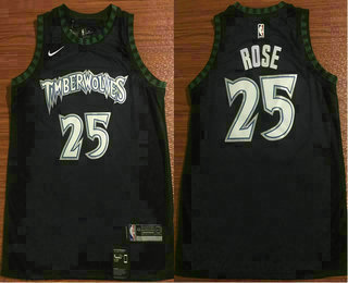 Men's Minnesota Timberwolves #25 Derrick Rose Black Nike Swingman Hardwood Classics Soul Swingman Throwback Jersey