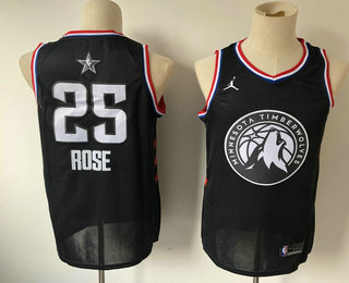 Men's Minnesota Timberwolves #25 Derrick Rose Brand Black 2019 All-Star Game Swingman Jersey With The Sponsor Logo