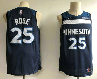 Men's Minnesota Timberwolves #25 Derrick Rose New Navy Blue 2017-2018 Nike Swingman Fitbit Stitched NBA Jersey