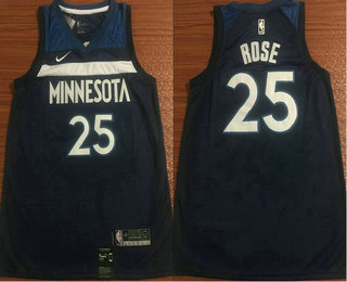 Men's Minnesota Timberwolves #25 Derrick Rose New Navy Blue 2017-2018 Nike Swingman Stitched NBA Jersey